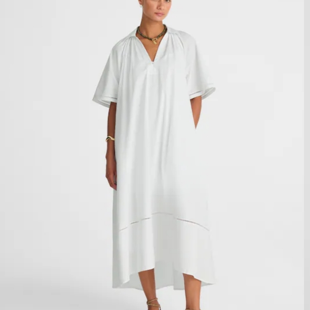 NWT Madewell Poplin Splitneck Midi Shirt Dress XS